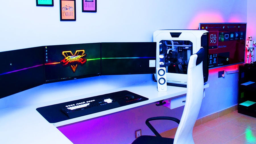 white gaming setup vs black gaming setup